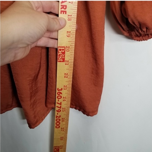 Isabel Maternity Burnt Orange Satin Top Multimedia babydoll v neck size small - Picture 5 of 7